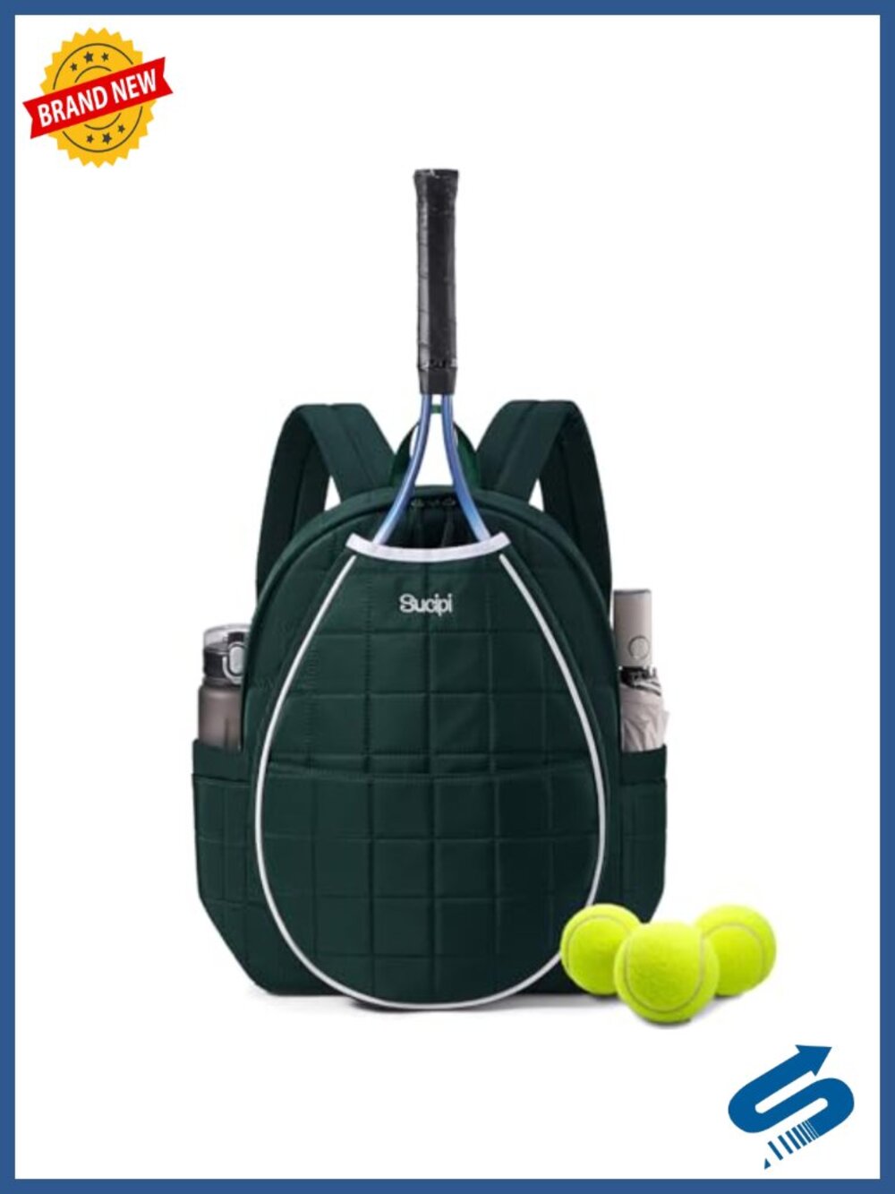 Quilted Tennis Racket Backpack Pickleball Bag Women Large Capacity Sport
